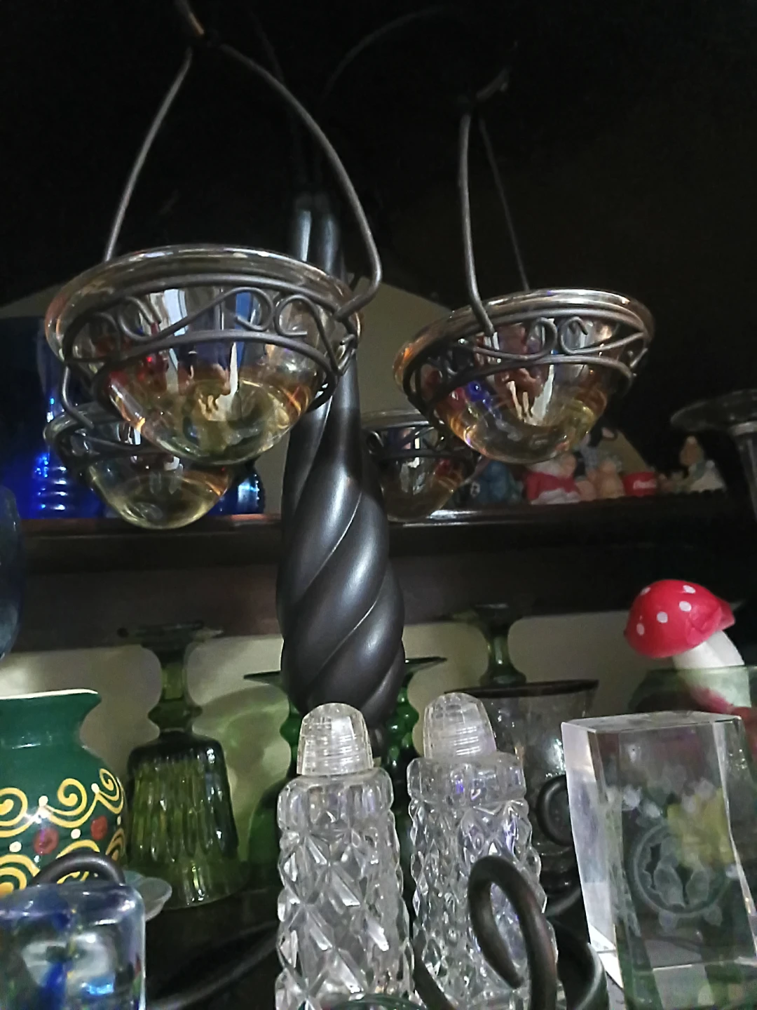 Hanging Glass Candle Holders with Metal Cages
