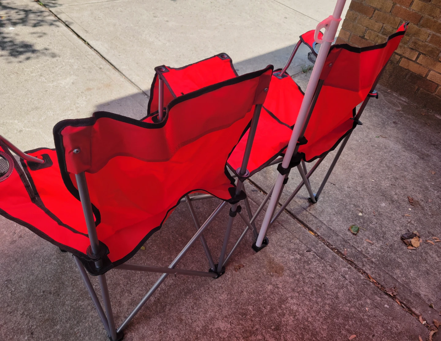 NEW Red Double Camping Chair with Cooler and Umbrella - photo 5