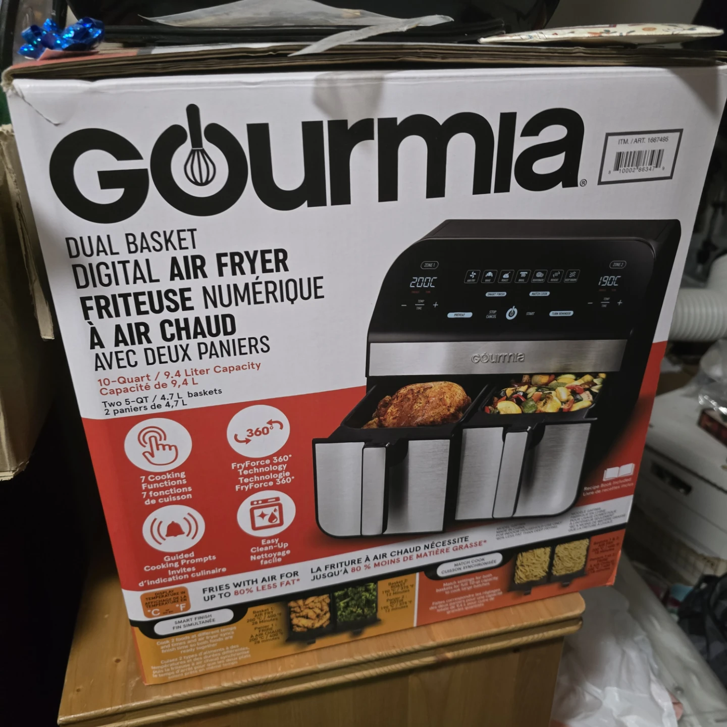 Gourmia Dual Basket Digital Air Fryer 10-Quart