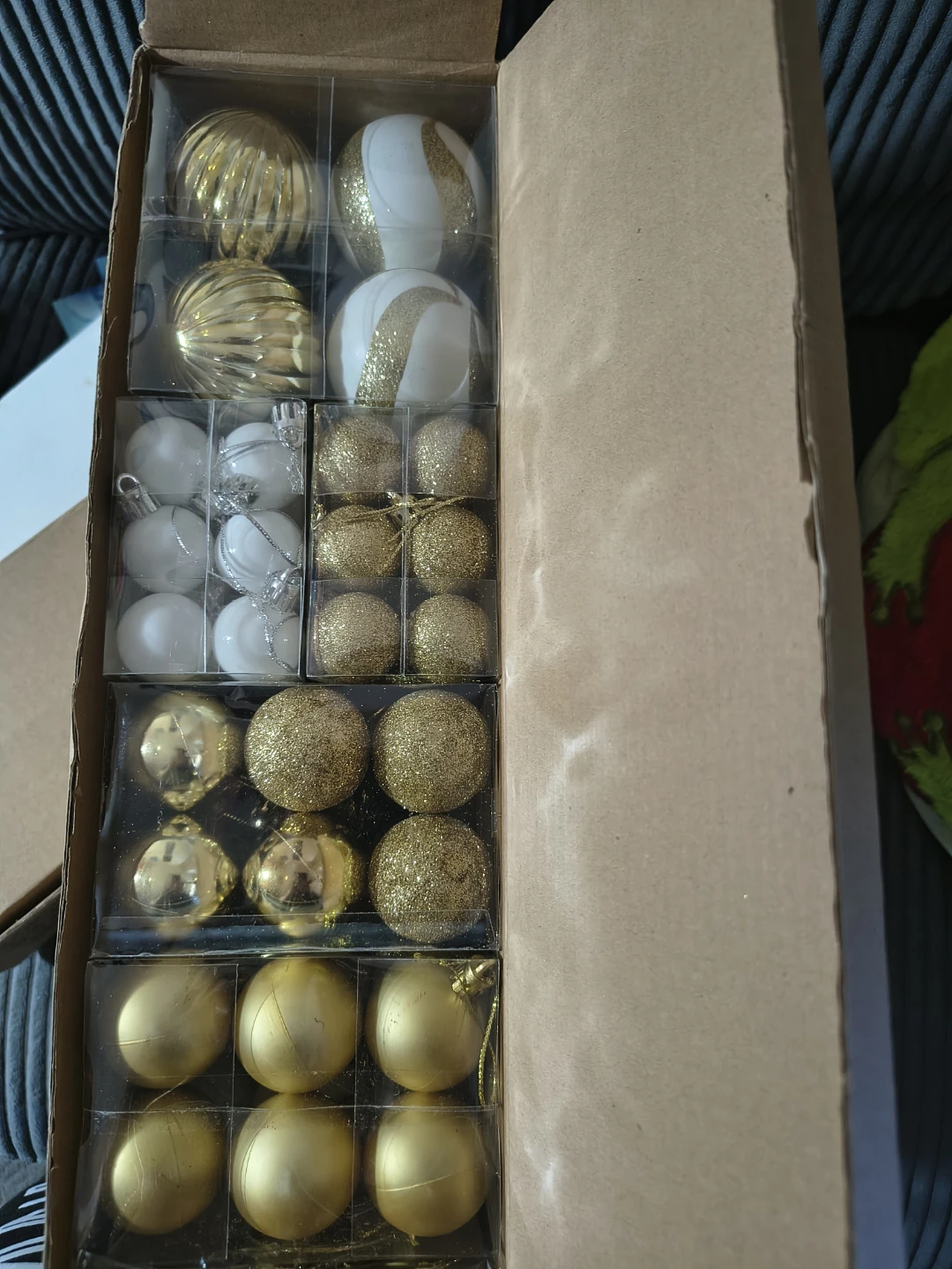 Assorted Christmas Ornaments - Gold & White
