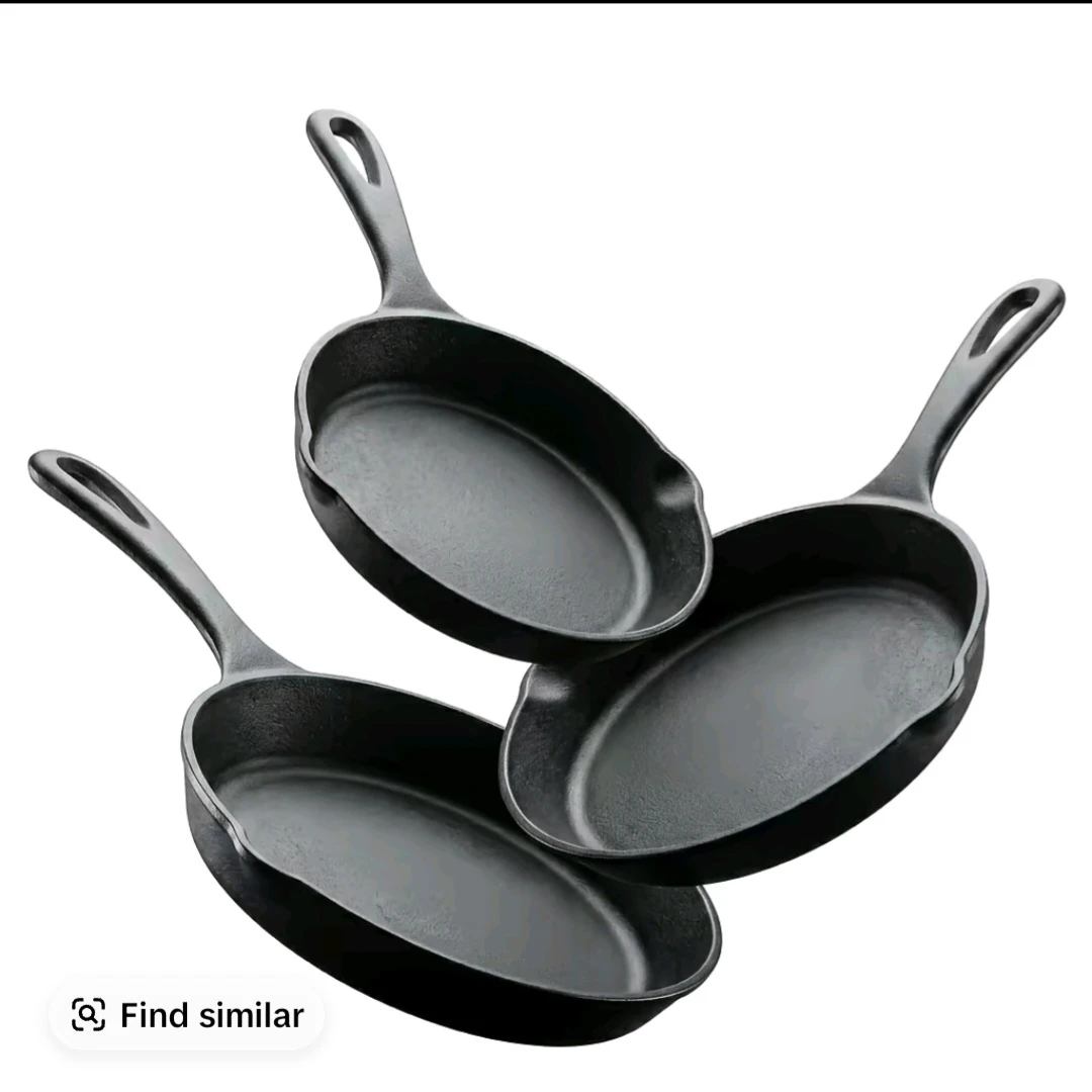 3-Piece Pre-Seasoned Black Cast Iron Frying Pan Cookware Set -