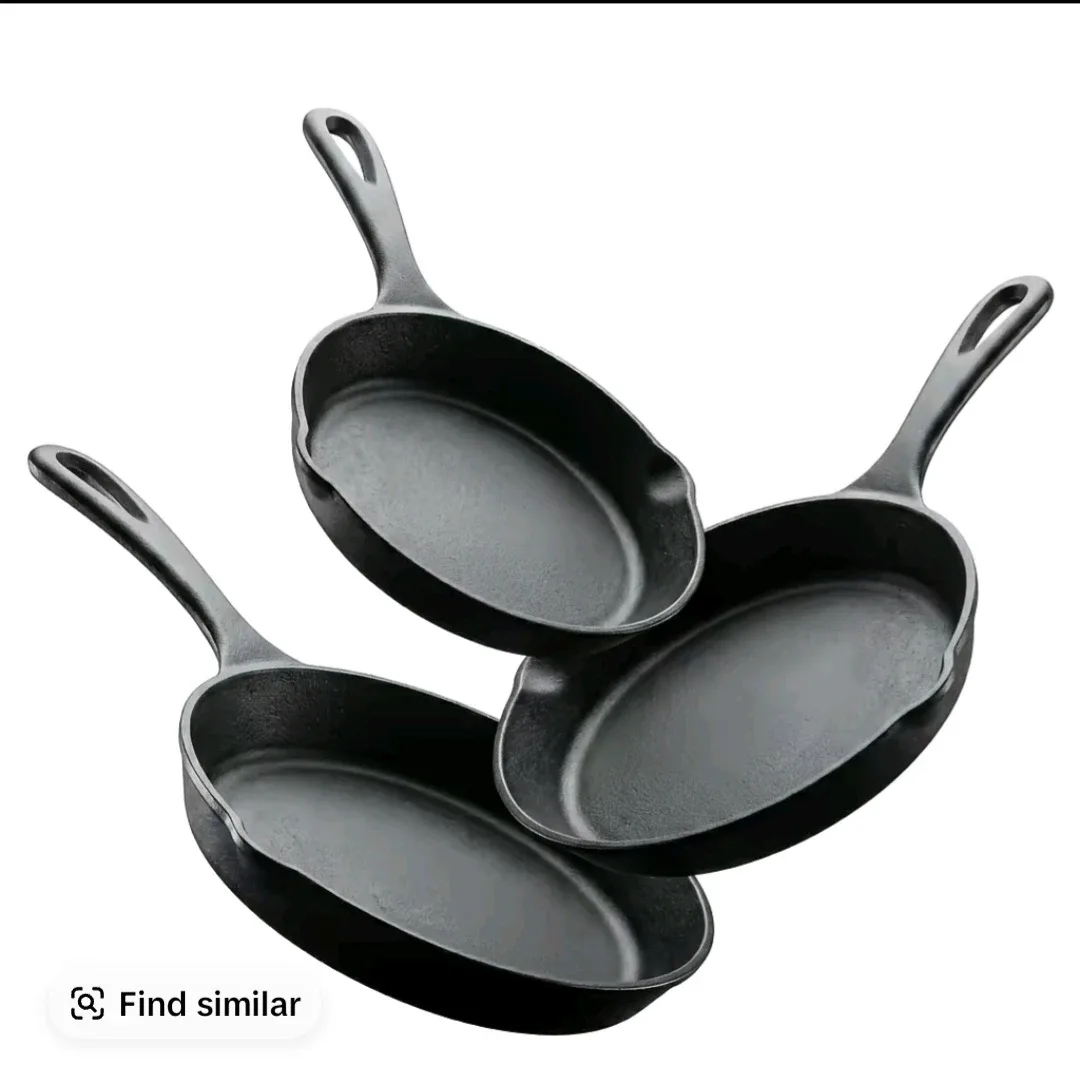 3-Piece Pre-Seasoned Black Cast Iron Frying Pan Cookware Set -