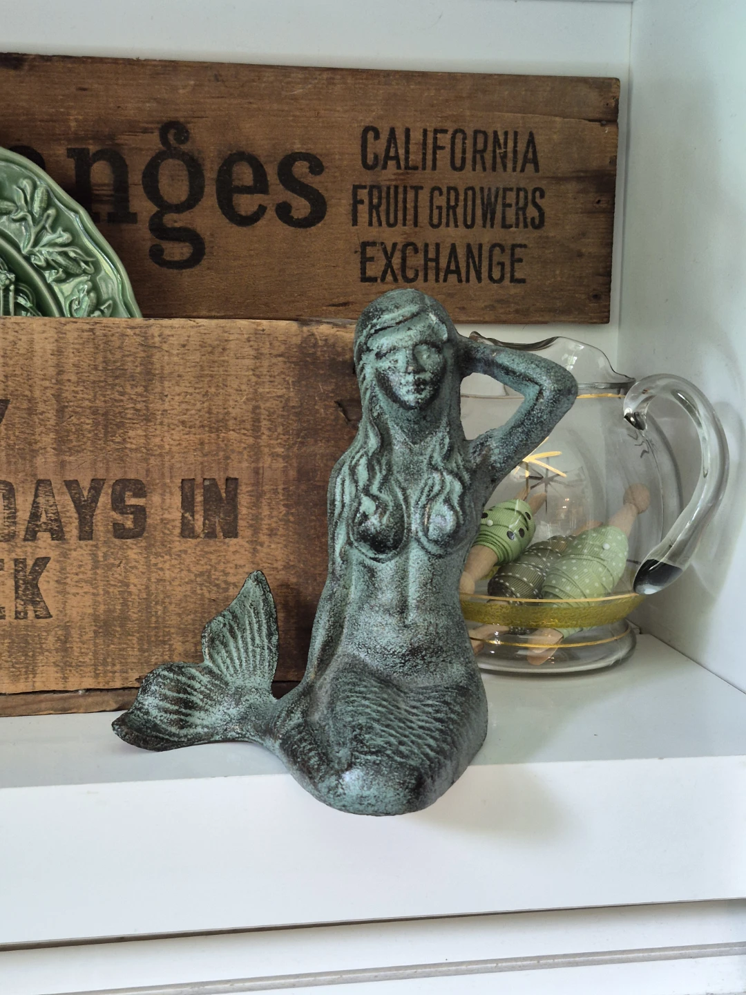 Vintage Style Mermaid Figurine Cast Iron
