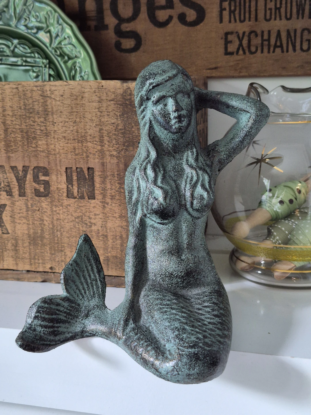 Vintage Style Mermaid Figurine Cast Iron - photo 3