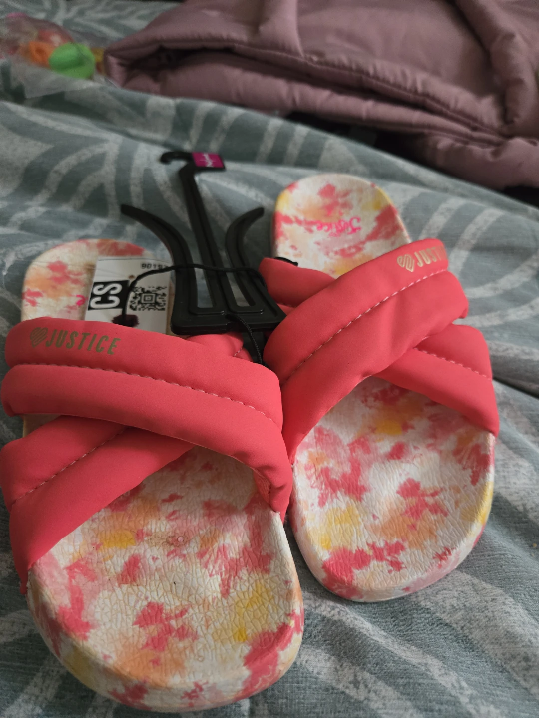 Justice Slides Sandals - Pink Tie-Dye