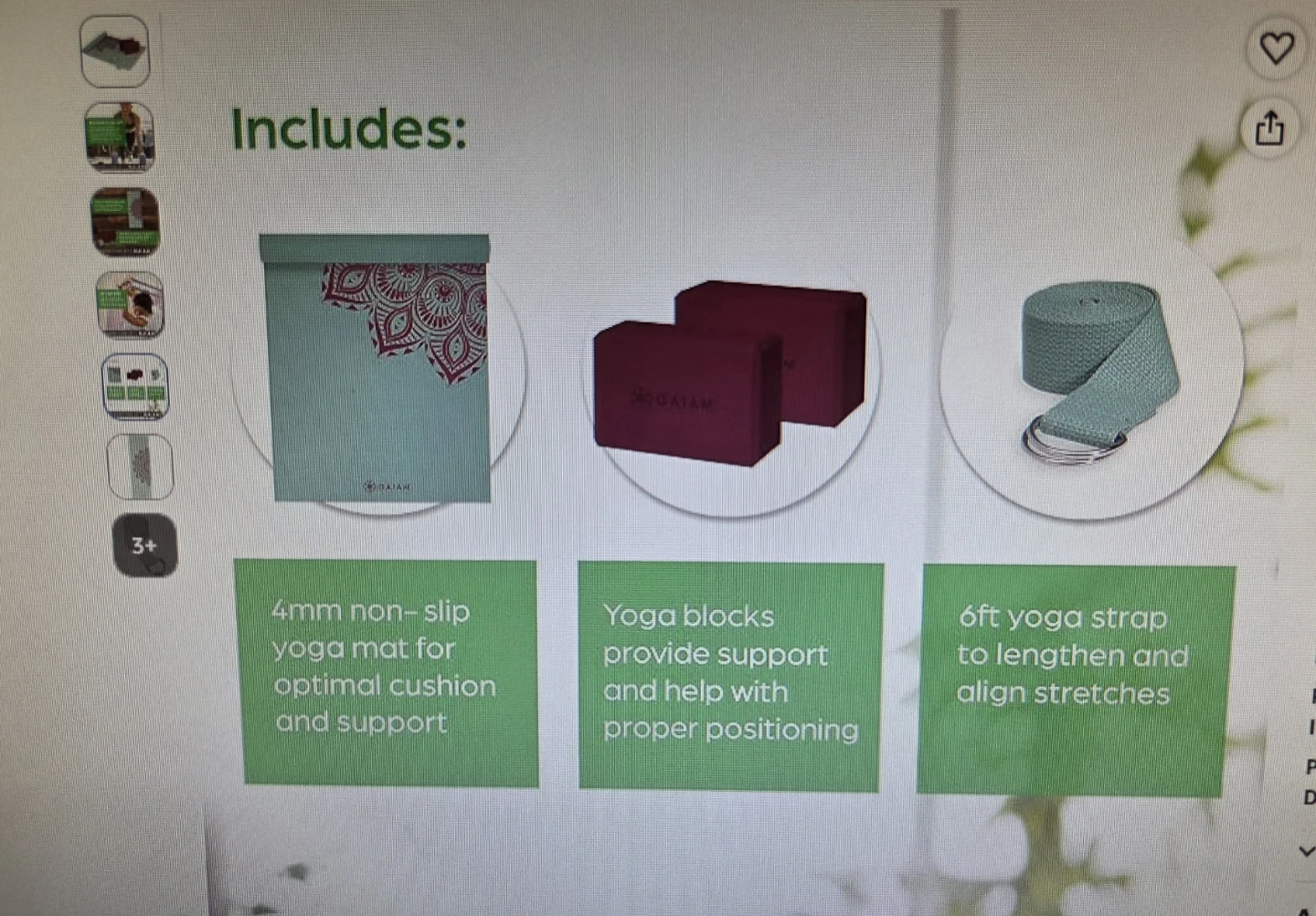 Gaiam Yoga Mat with 2 Blocks and Strap - photo 2
