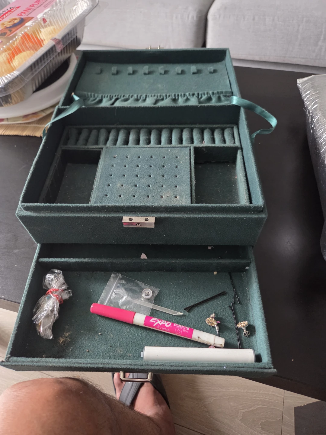 Green Jewellery Box with Drawers - photo 3