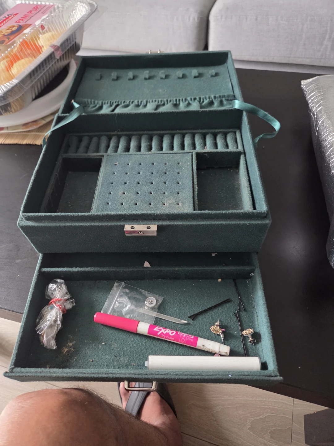 Green Jewellery Box with Drawers - photo 5