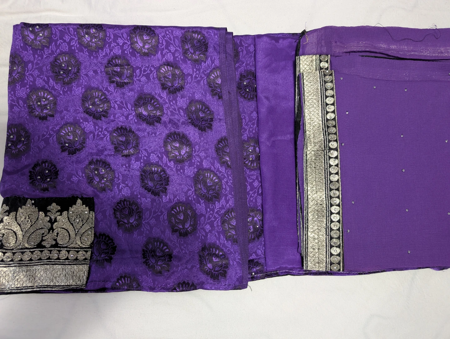 Purple Embroidered Fabric Set