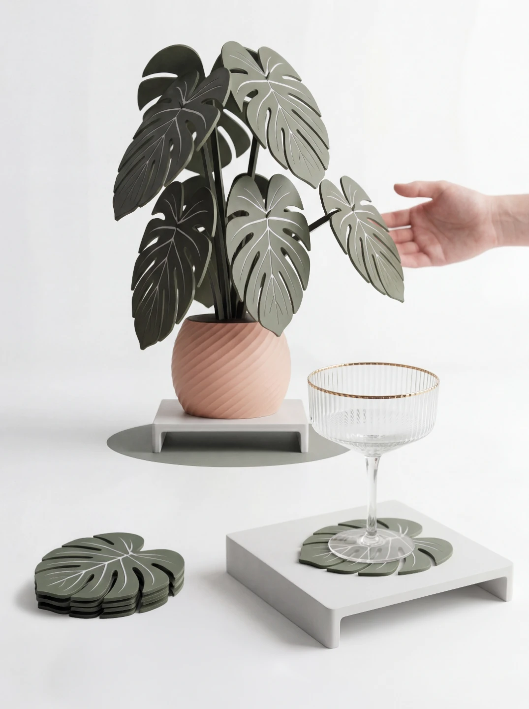 Monstera Leaf Coasters Set - photo 2