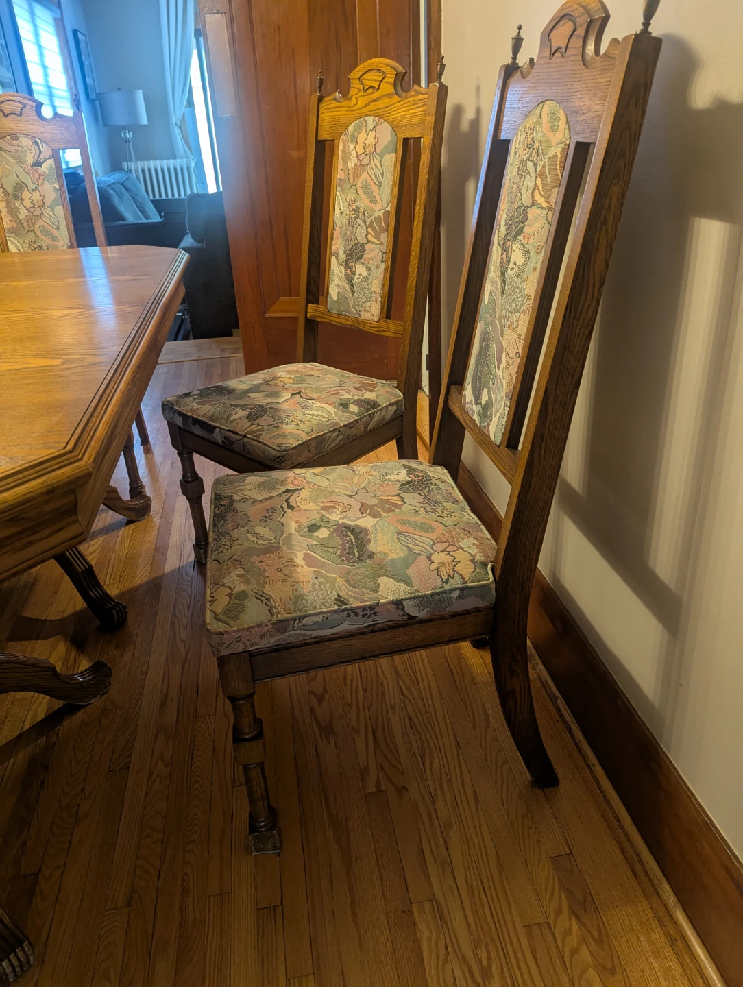 Oak Dining Chairs with Upholstered Seats (Set of 6)