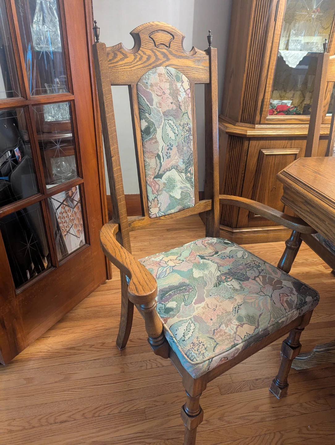 Oak Dining Chairs with Upholstered Seats (Set of 6) - photo 2