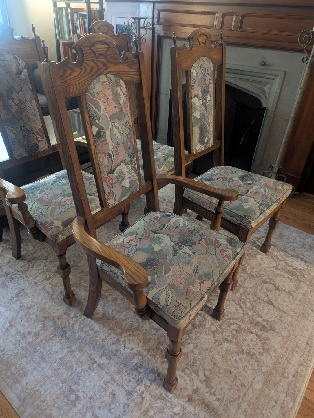 Oak Dining Chairs with Upholstered Seats (Set of 6) - photo 4
