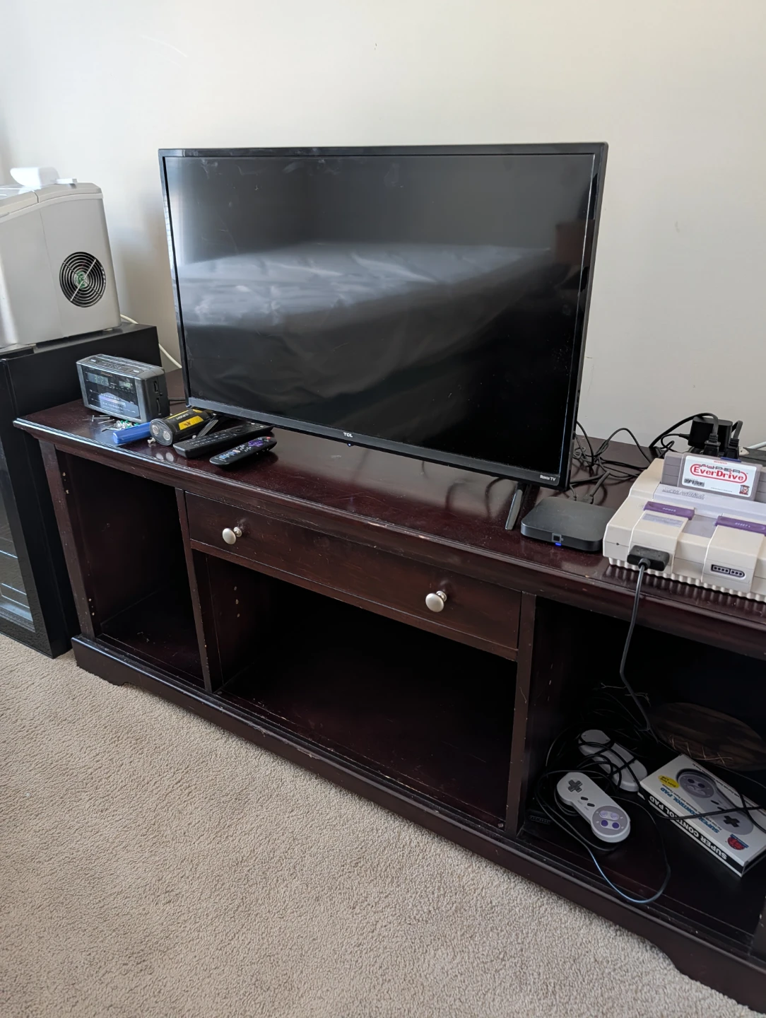 Dark Wood TV Stand with Drawers - photo 2