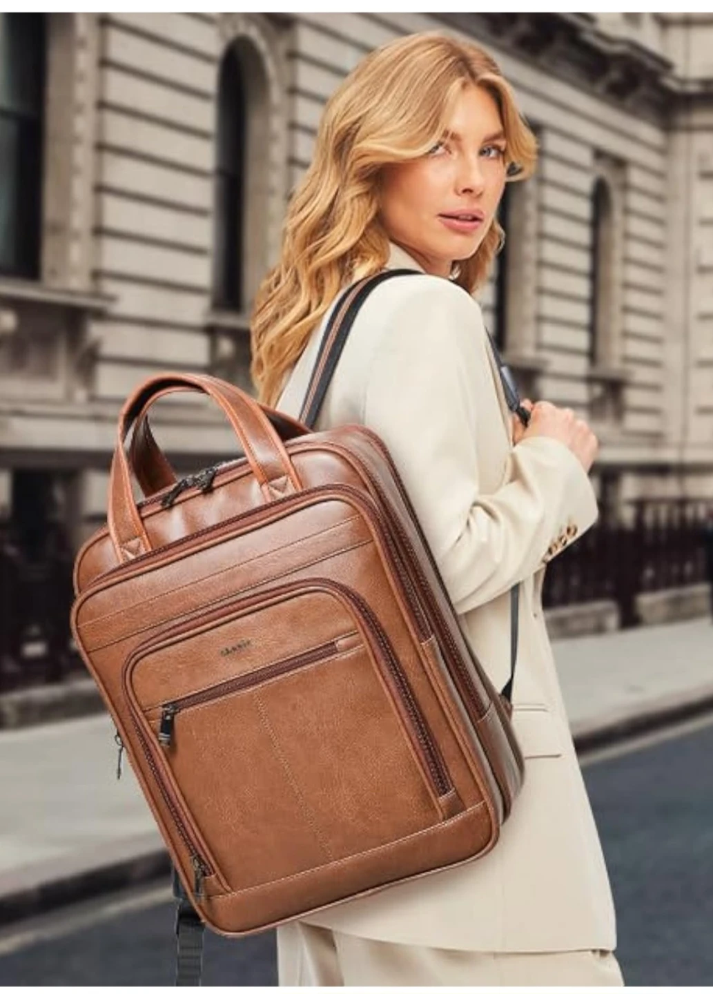 Brown Faux Leather Business Backpack - photo 2