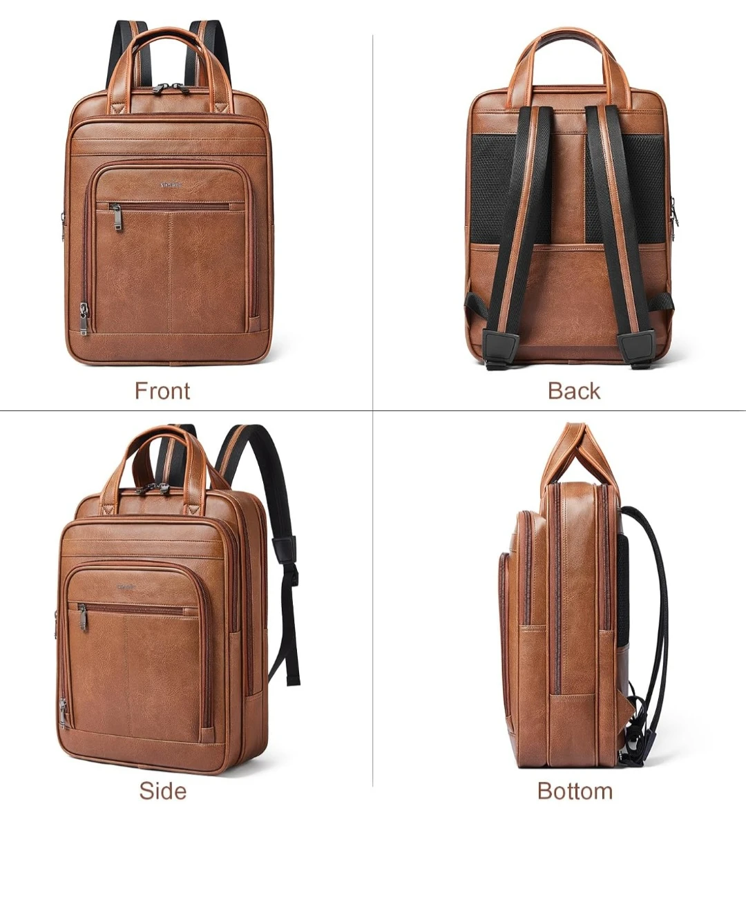 Brown Faux Leather Business Backpack - photo 3