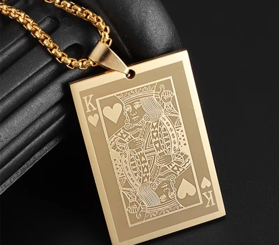 King of Hearts Playing Card Pendant Necklace