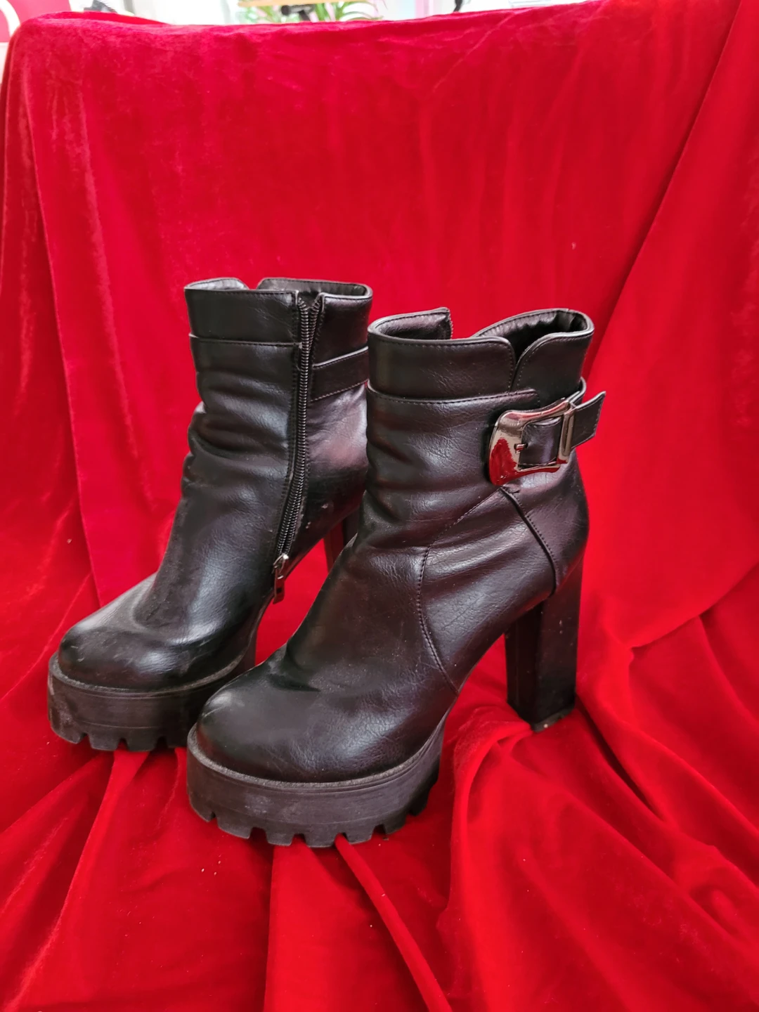 Black Platform Chunky Heel Boots