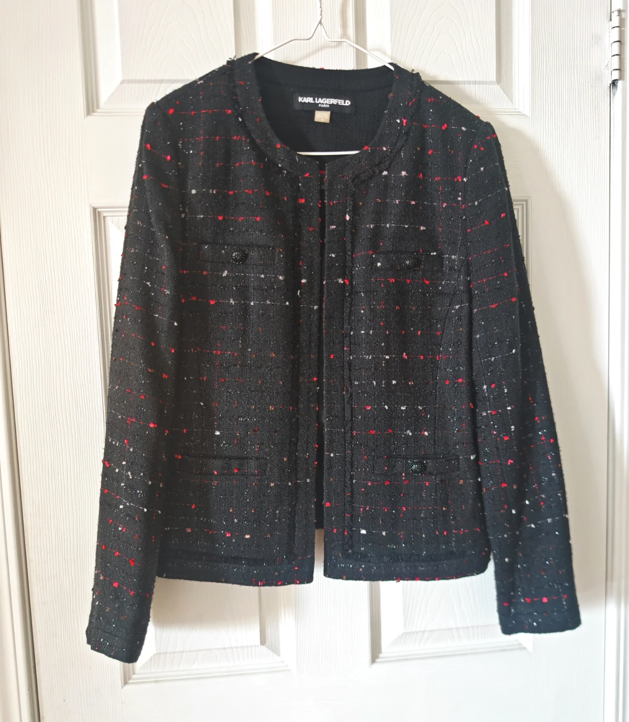 Karl Lagerfeld Paris Black Tweed Jacket Size 8