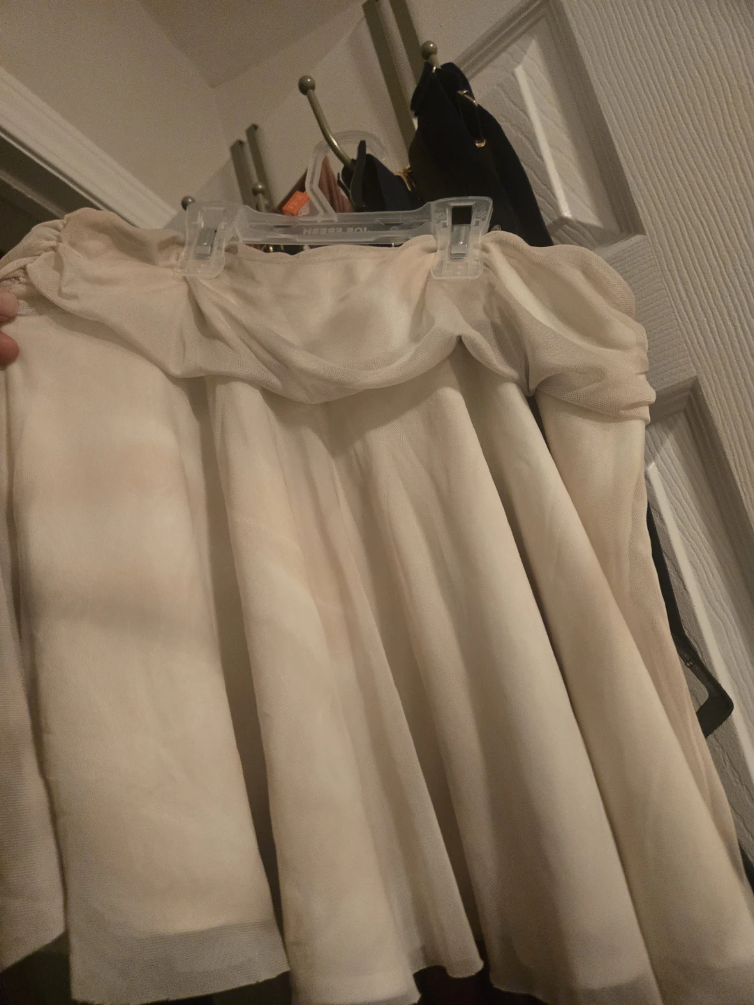 Cream Tulle Overlay Skirt