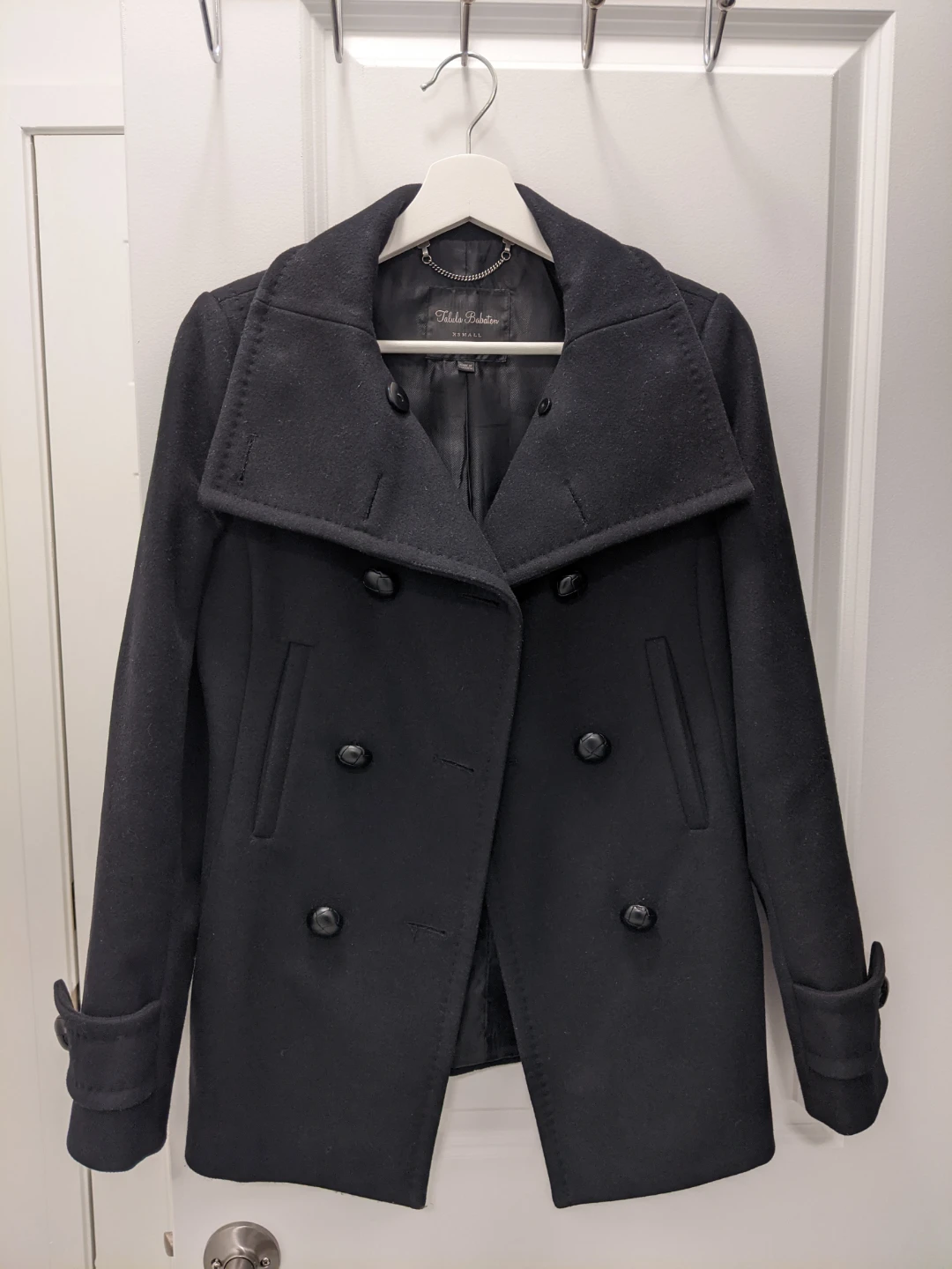 Aritzia Babaton Wool &Cashmere Blend Black Pea Coat