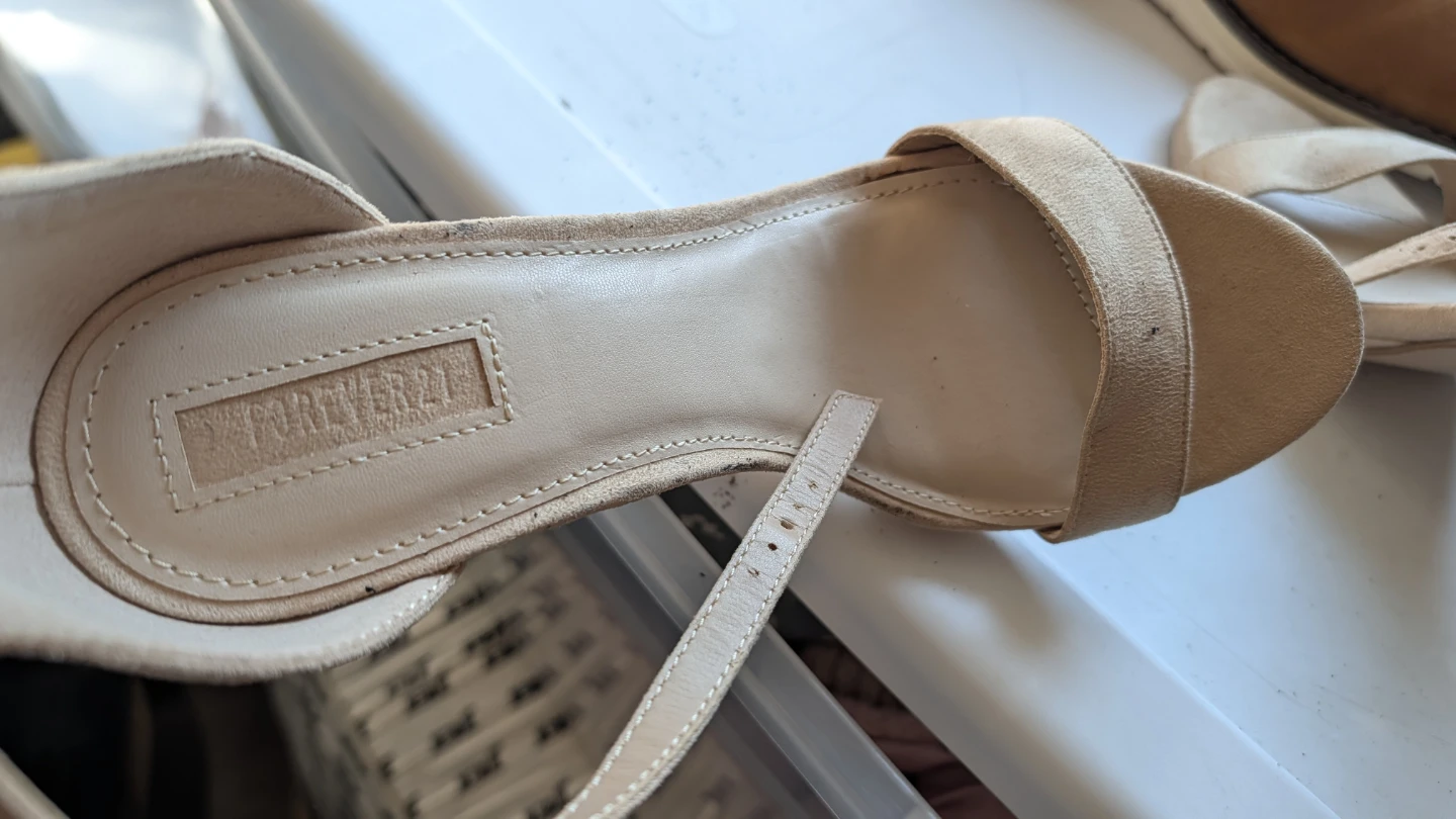 Forever 21 Beige Suede Ankle Strap Heels