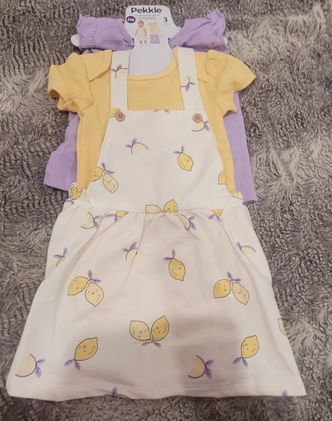 Pekkle Baby Girls Lemon Dress Set 24M