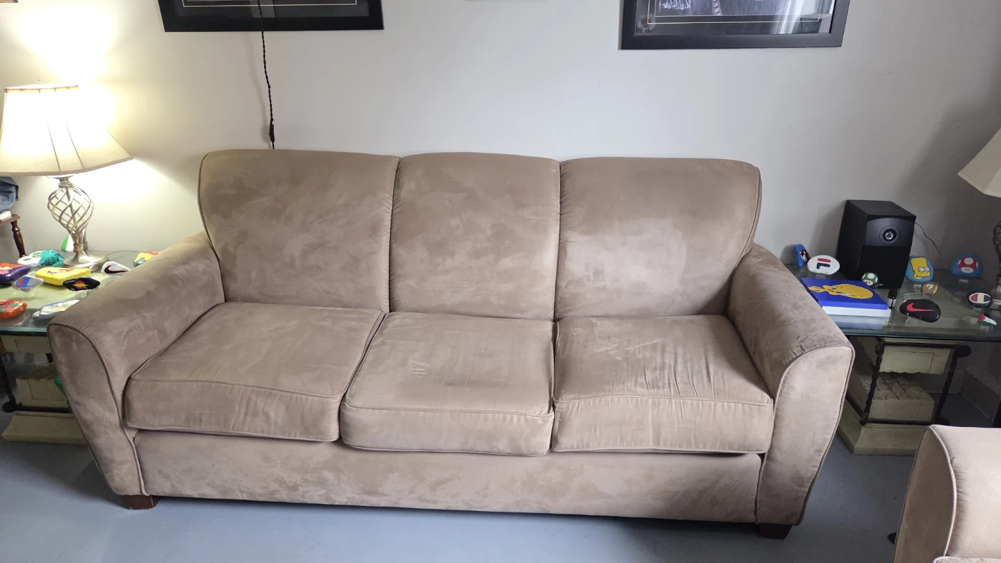 Tan Suede Couch - photo 2