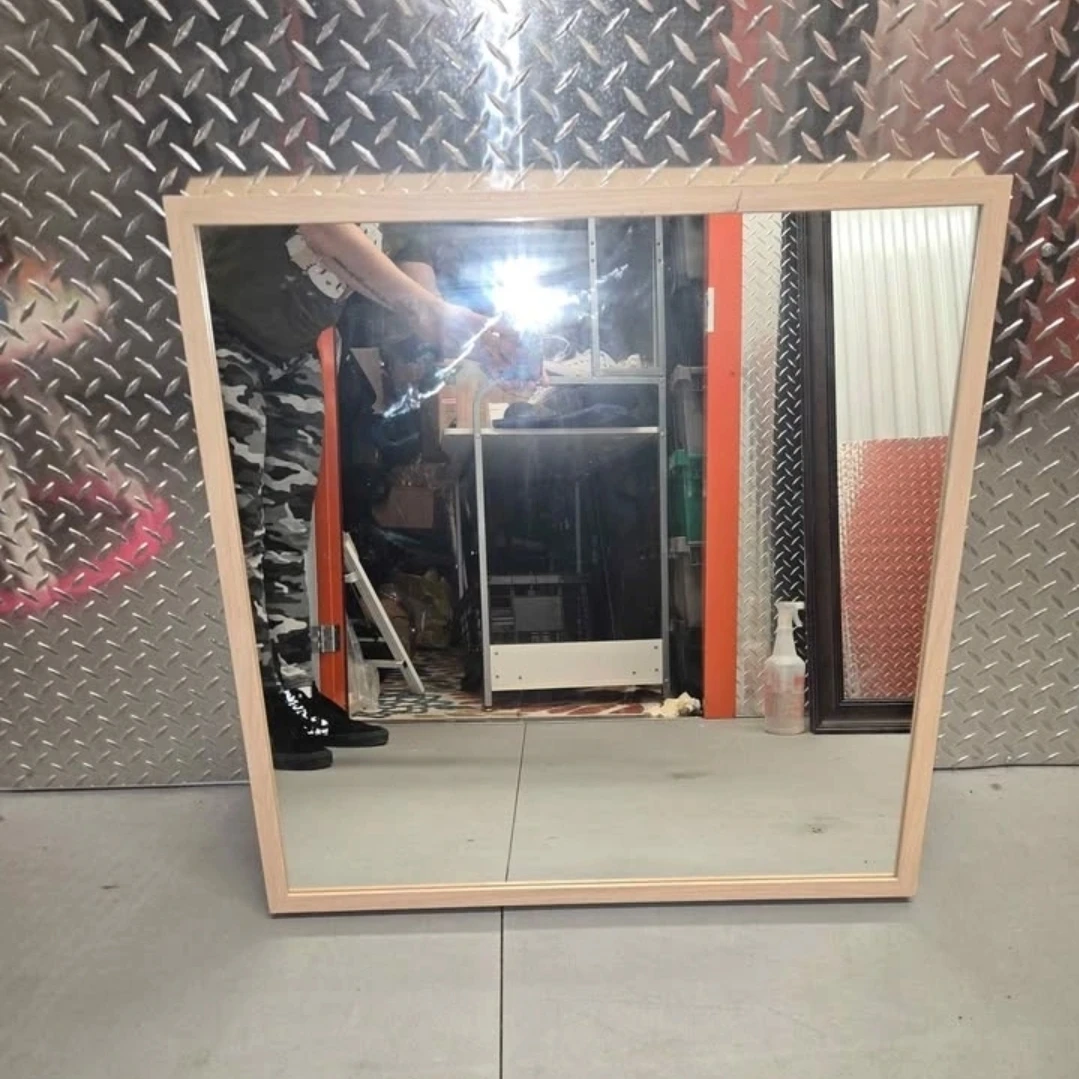 Modern Square Light Wood Wall Mirror (24" x 24") ✨