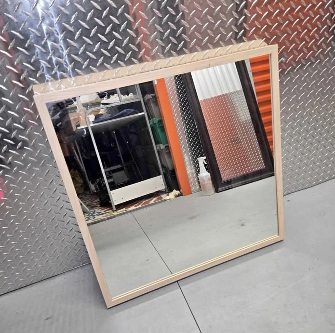 Modern Square Light Wood Wall Mirror (24" x 24") ✨ - photo 2