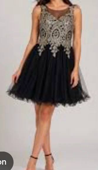 Black & Gold Embellished Tulle Dress - photo 2