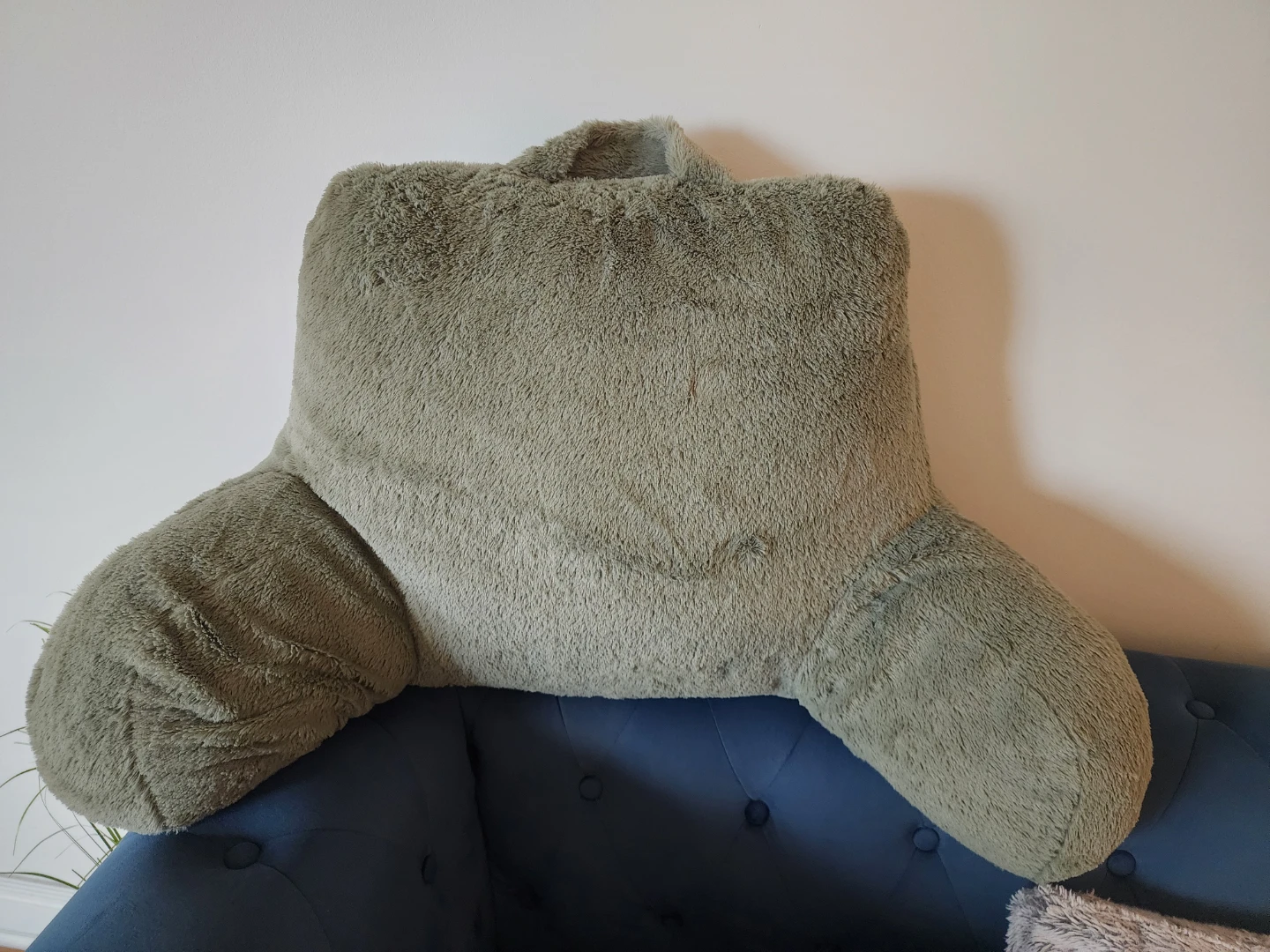 Green Faux Fur Reading Pillow