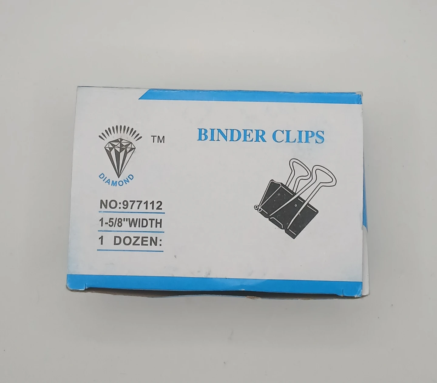 Diamond Binder Clips 1-5/8" Width - 1 Dozen