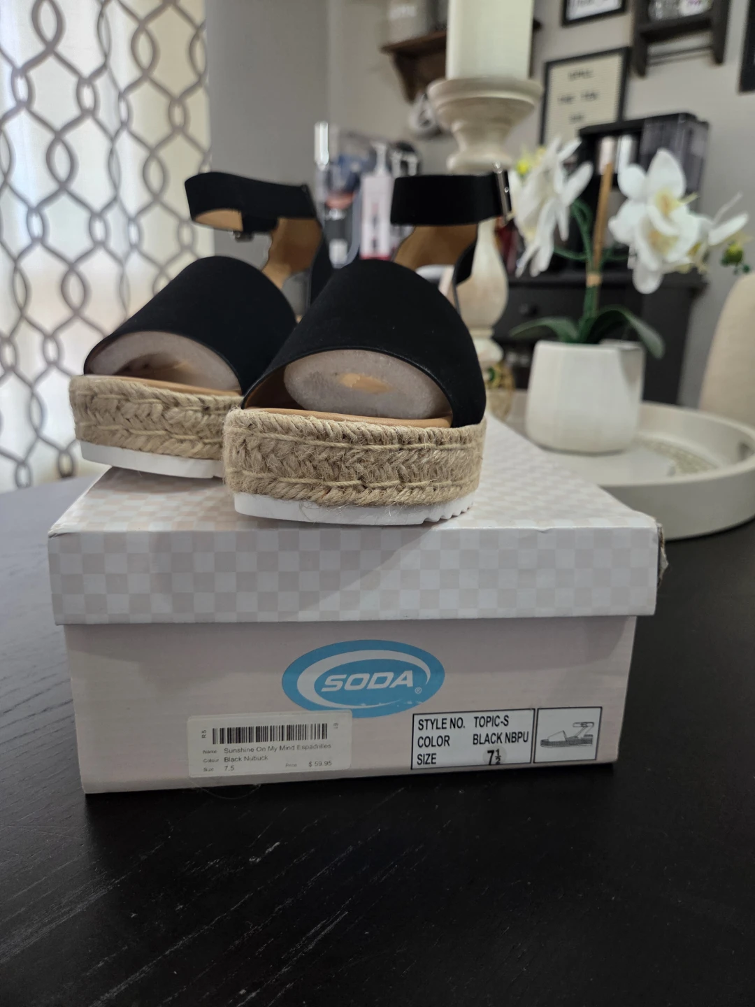 SODA Black Espadrille Platform Sandals size 7.5 - photo 2