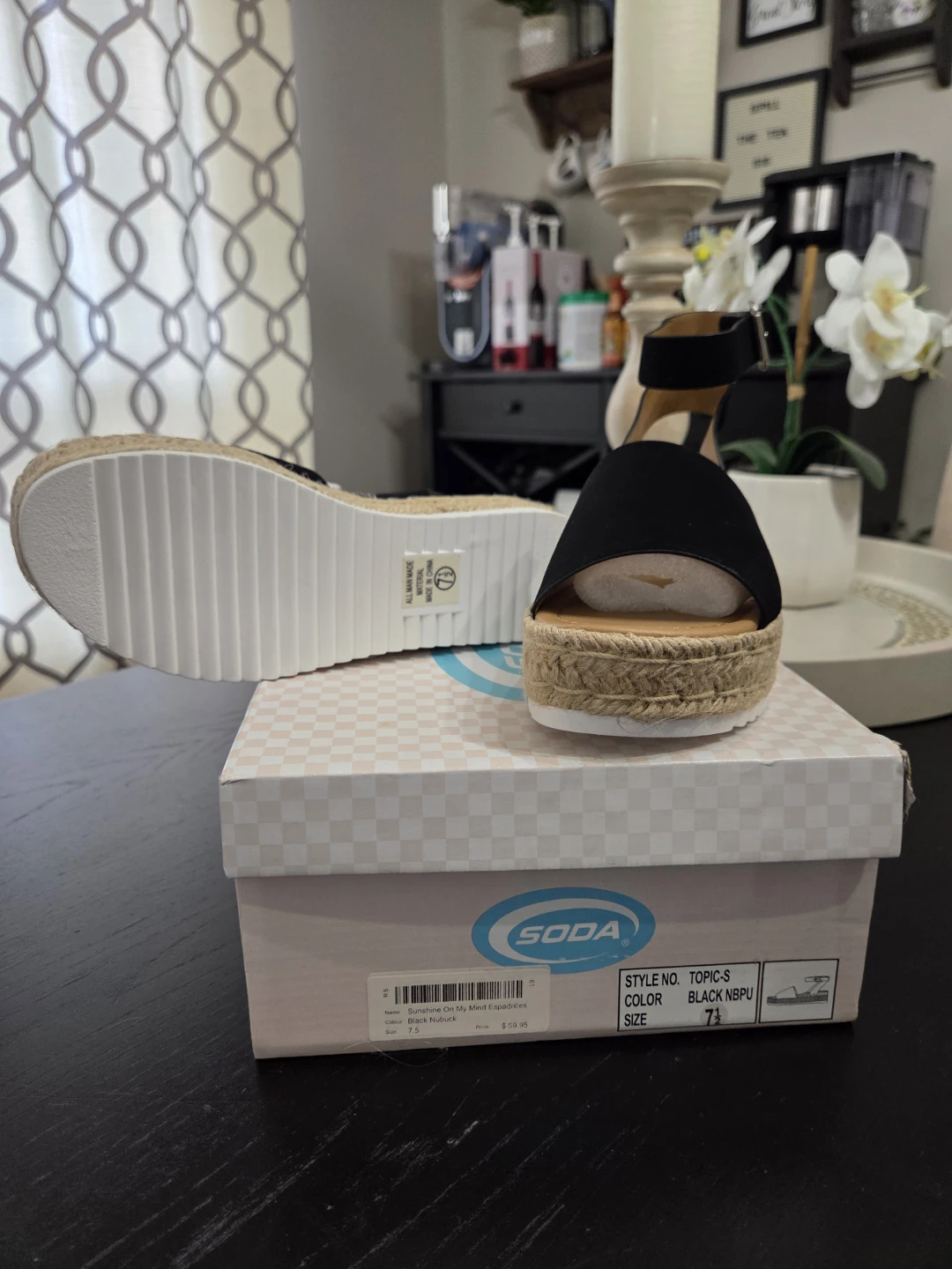 SODA Black Espadrille Platform Sandals size 7.5 - photo 3