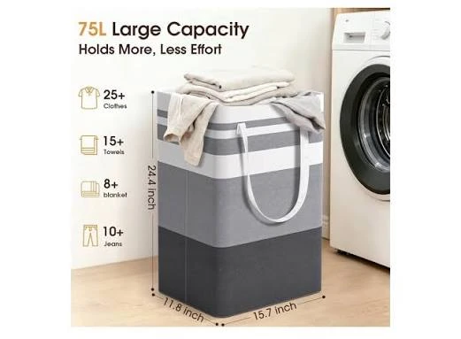 Collapsible Fabric Laundry Hamper with Handles - photo 2
