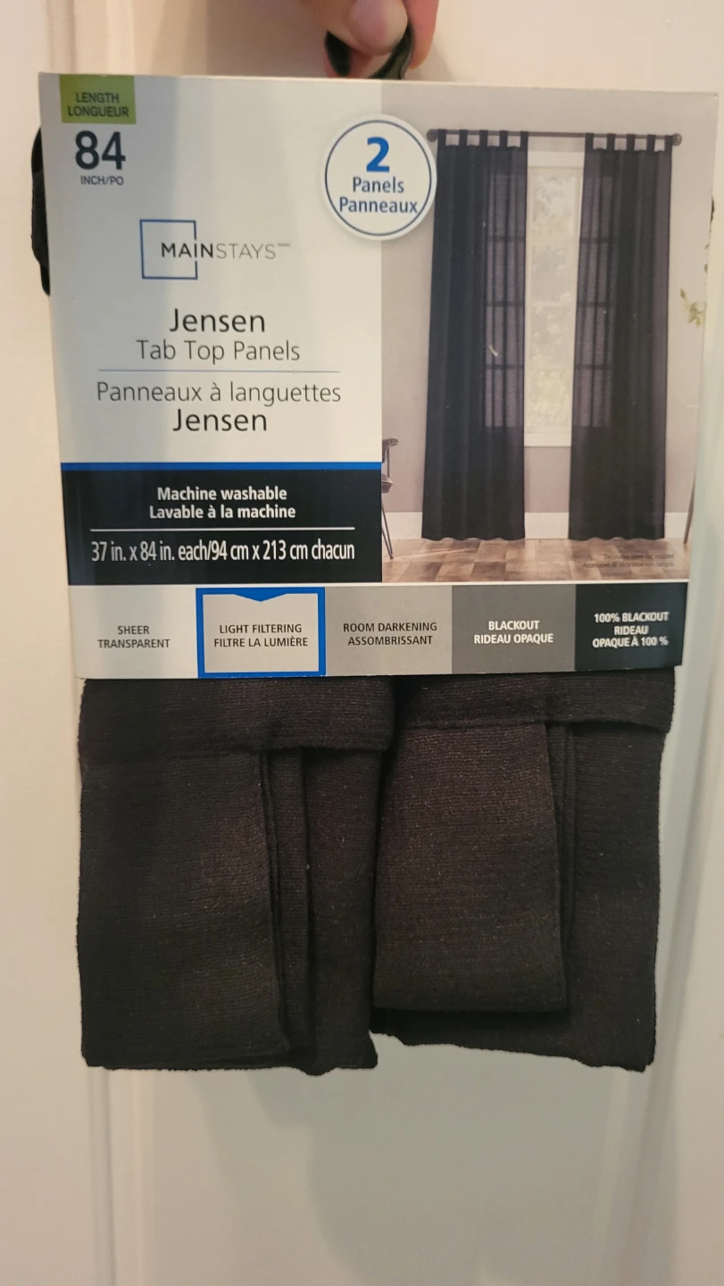 Mainstays Jensen Tab Top Curtain Panels  37" x 84"