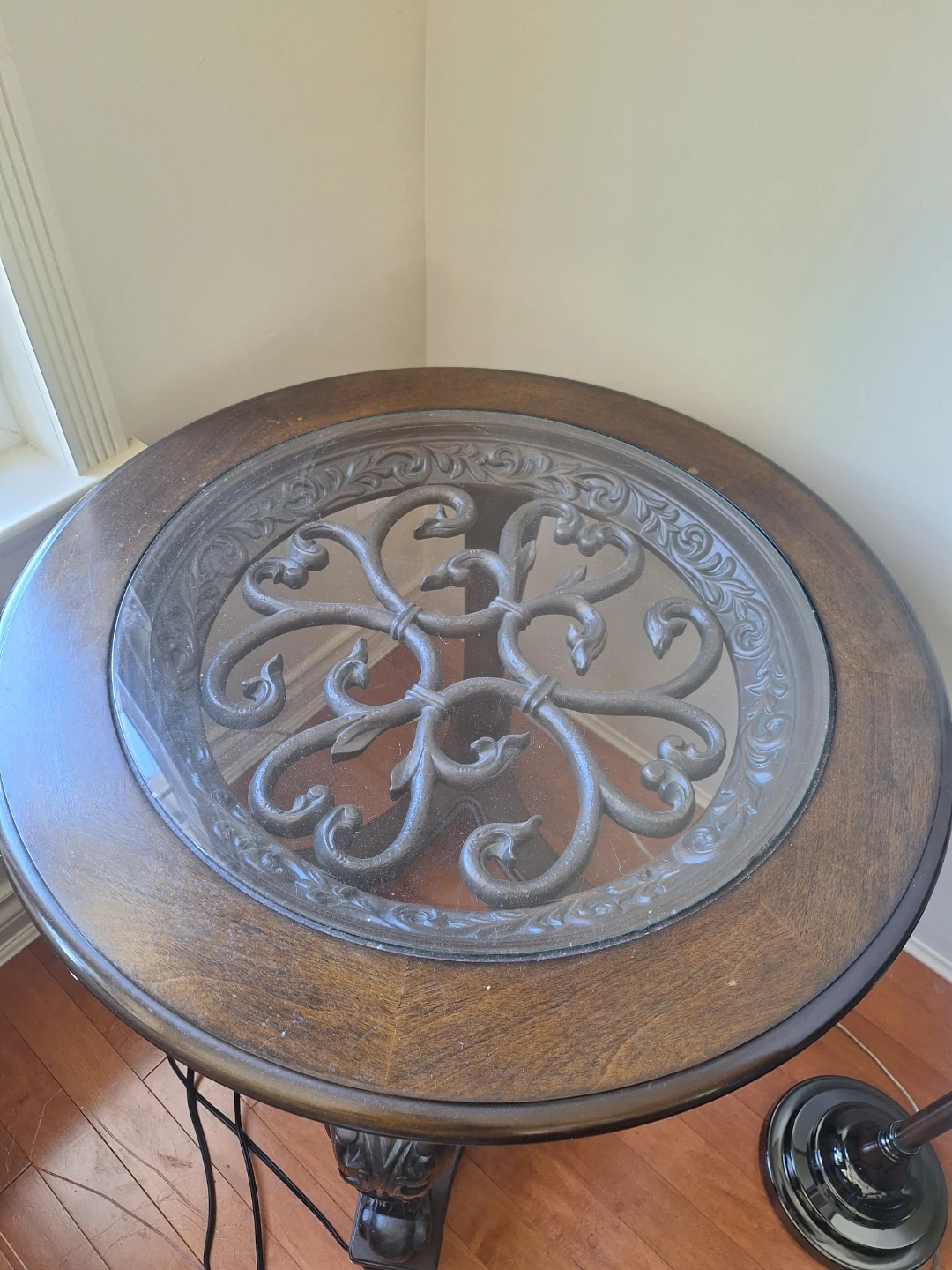 Wooden Console Table with Glass Top