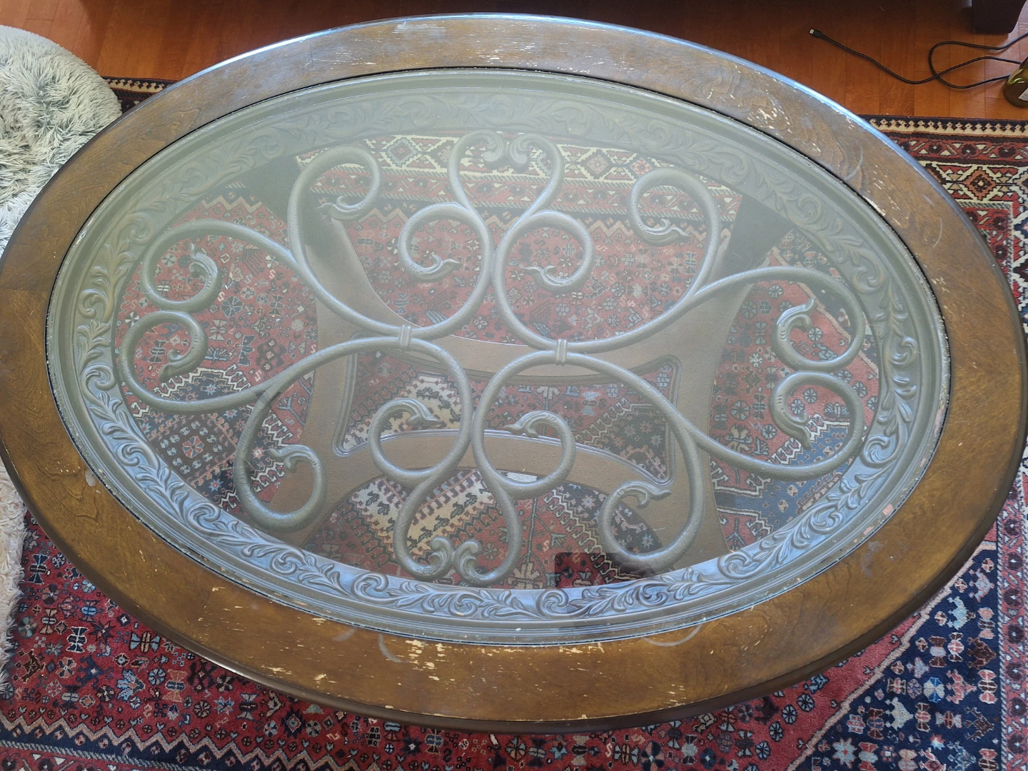 Wooden Console Table with Glass Top - photo 2