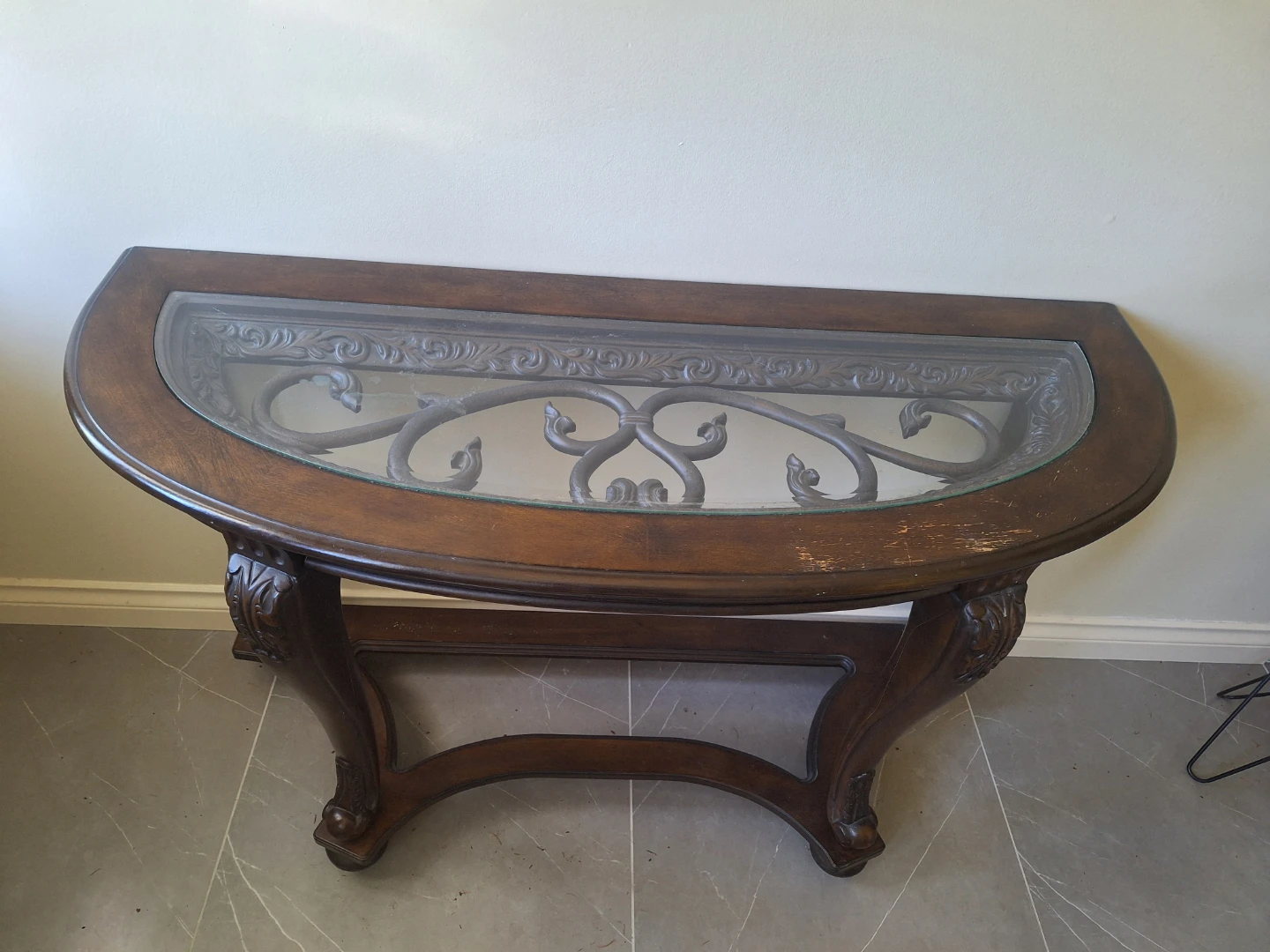 Wooden Console Table with Glass Top - photo 3