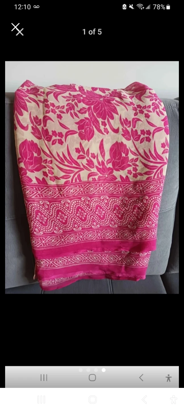 Pink Floral Print scarf  dupta