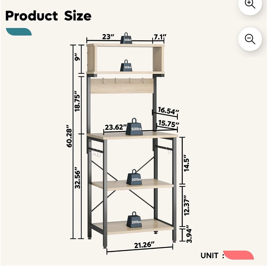 Kitchen Baker's Rack with Shelves Oak light - photo 3