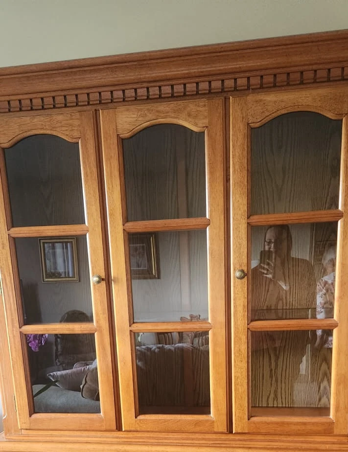 TOP ONLYWooden Display Cabinet with Glass Doors