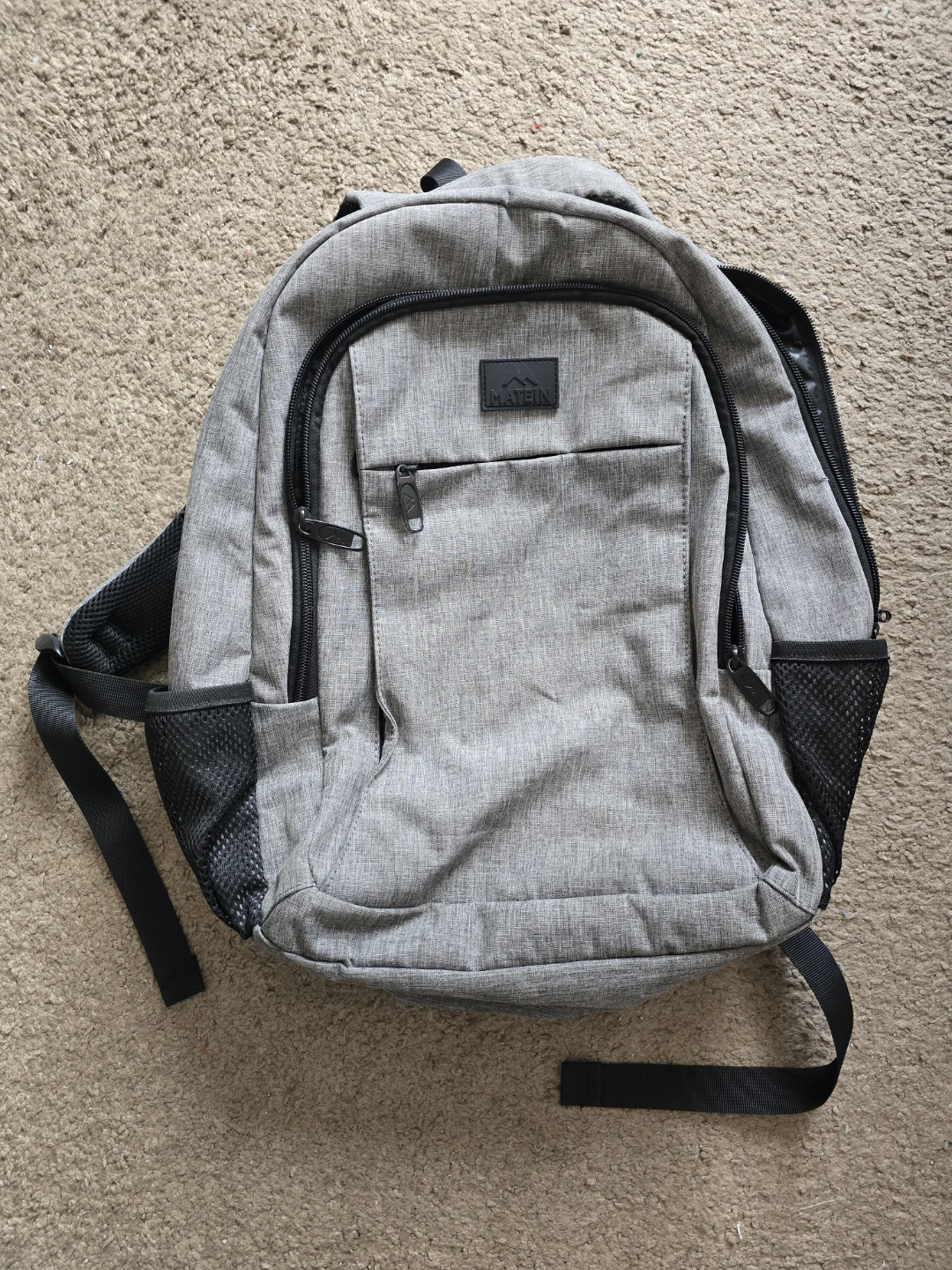 Matein Grey Backpack with USB Charging Port