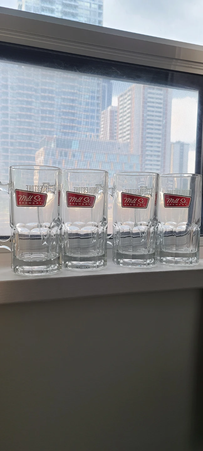 Set of 4 Jumbo Mill St. Brewery Cobblestone Stout Beer Mugs