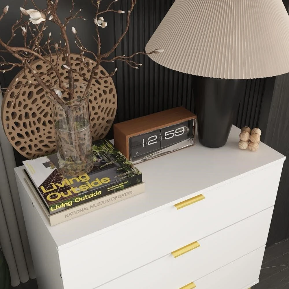 BN<>White 3-Drawer Dresser with Gold Legs - photo 2