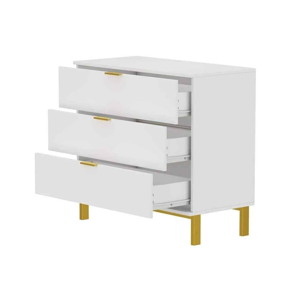 BN<>White 3-Drawer Dresser with Gold Legs - photo 4