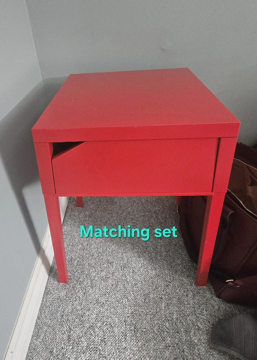 Red Side Table with Drawer. X 2