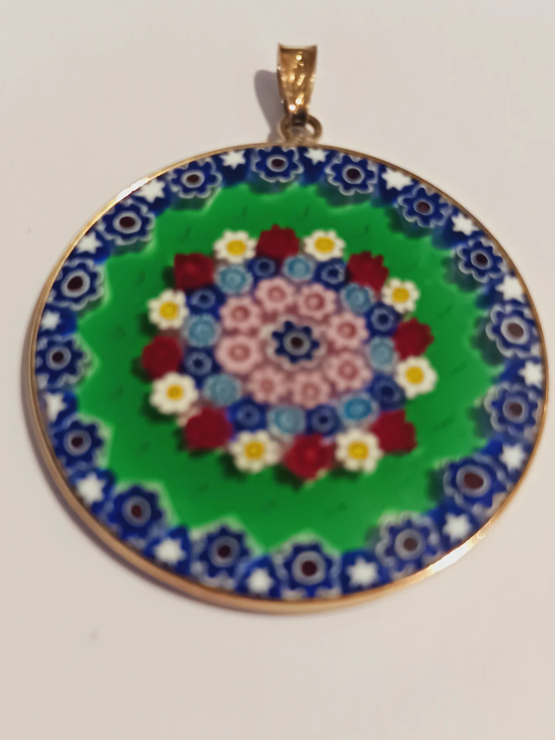 Gold Over Sterling Silver 925  Murano Millefiori Glass Pendant - photo 3