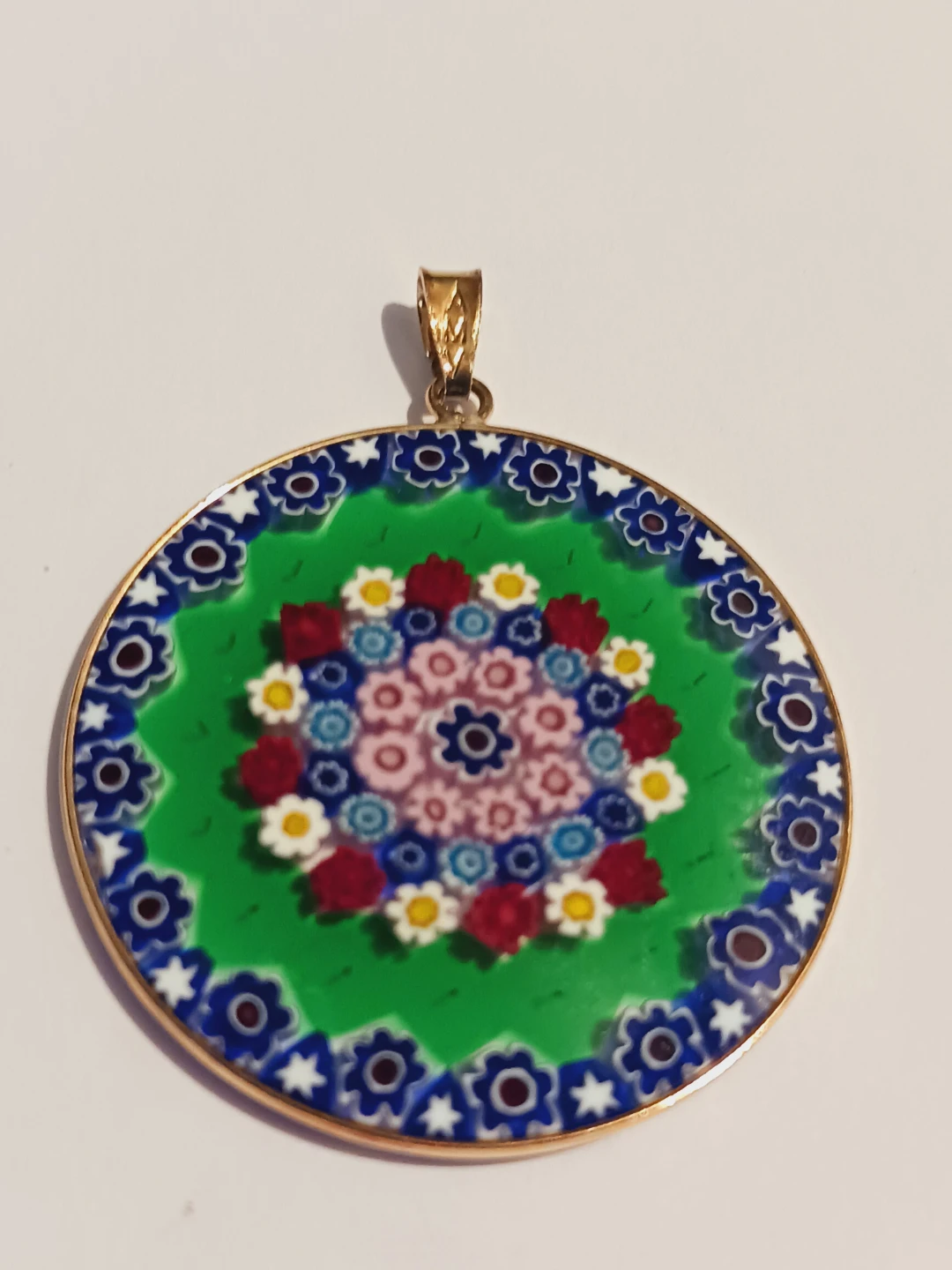 Gold Over Sterling Silver 925  Murano Millefiori Glass Pendant - photo 4